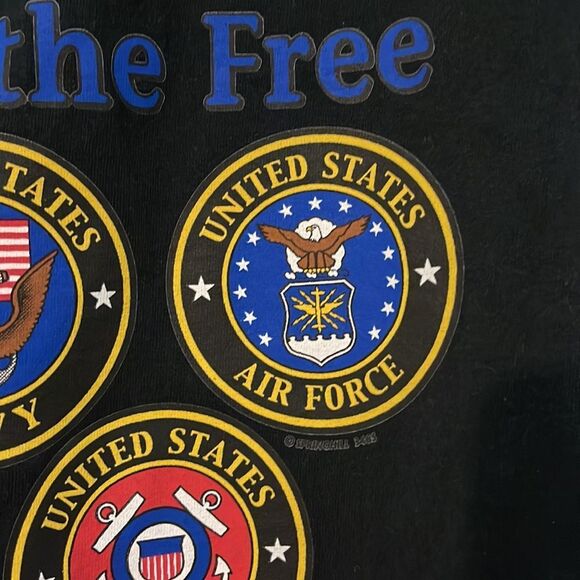 US Military Land of the Free Because of the Brave Gildan Mens Tee Size Large - Picture 6 of 16